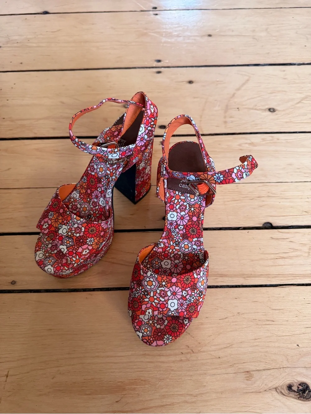 Jeffrey Campbell Floral Platform Sandals in Red - Women's Strappy Heels